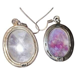 Handcrafted Mexican Vintage 925 Sterling Silver White Moonstone Dangle Earrings